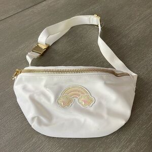Stoney Clover Lane White Nylon Rainbow Patch Fanny pack